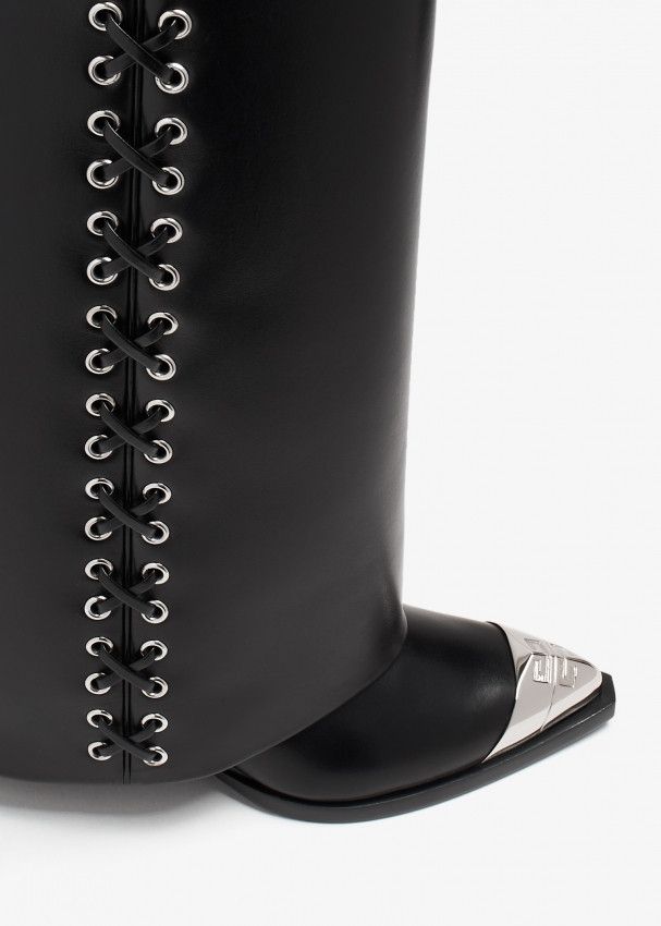 Givenchy o1srvl11e1224 Shark Lock Cowbody Boots in Black Size US 6 / IT 36 - 4 Thumbnail