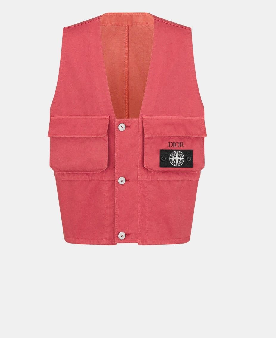 Dior × Stone Island 💥RARE💥 DIOR AND STONE ISLAND VEST Red Cotton-Blend Satin Size US XL / EU 56 / 4 - 1 Thumbnail