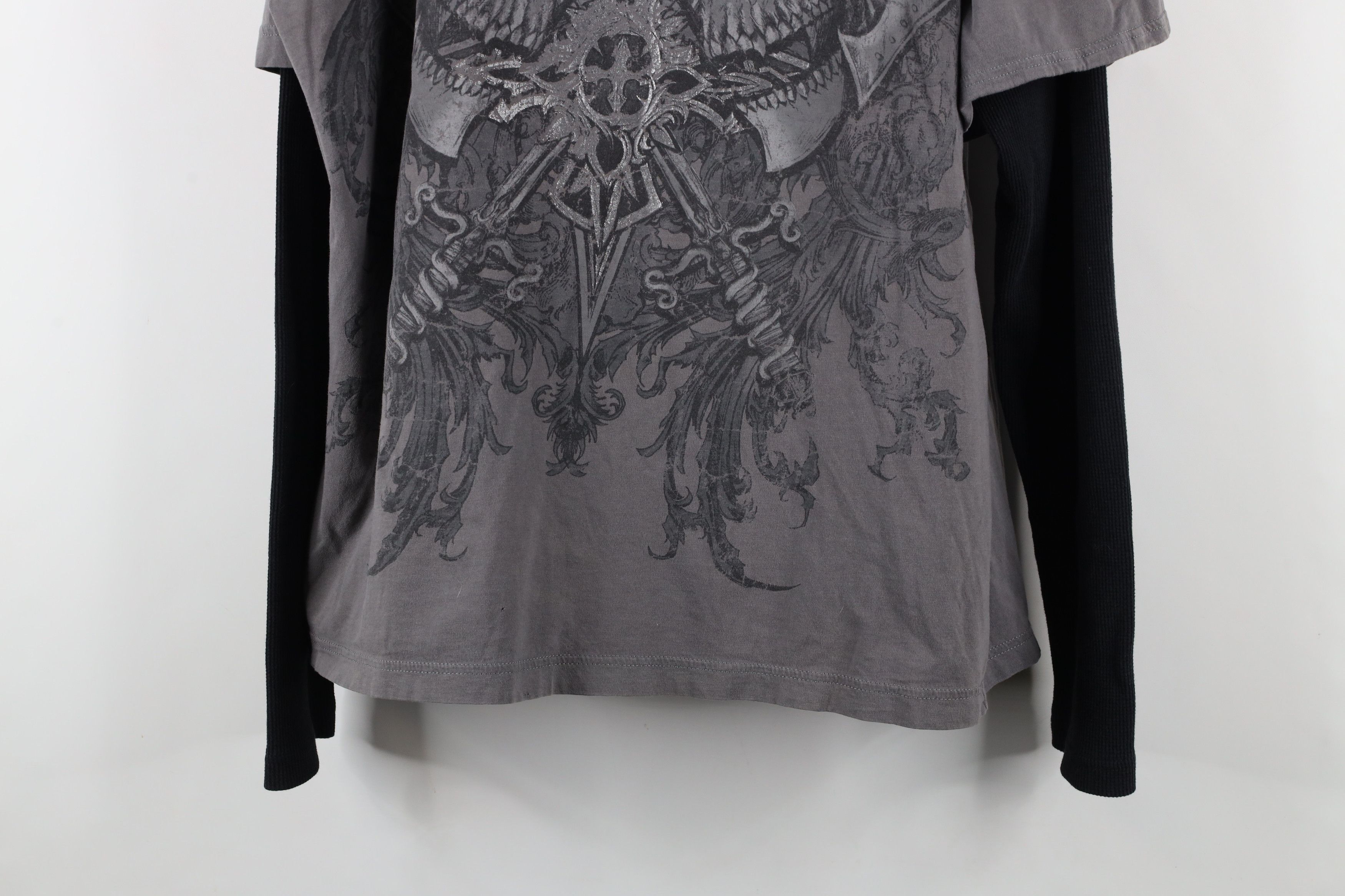 Vintage Vintage Y2K MMA Elite Layered Thermal Knit Hoodie T-Shirt Size US XL / EU 56 / 4 - 3 Thumbnail
