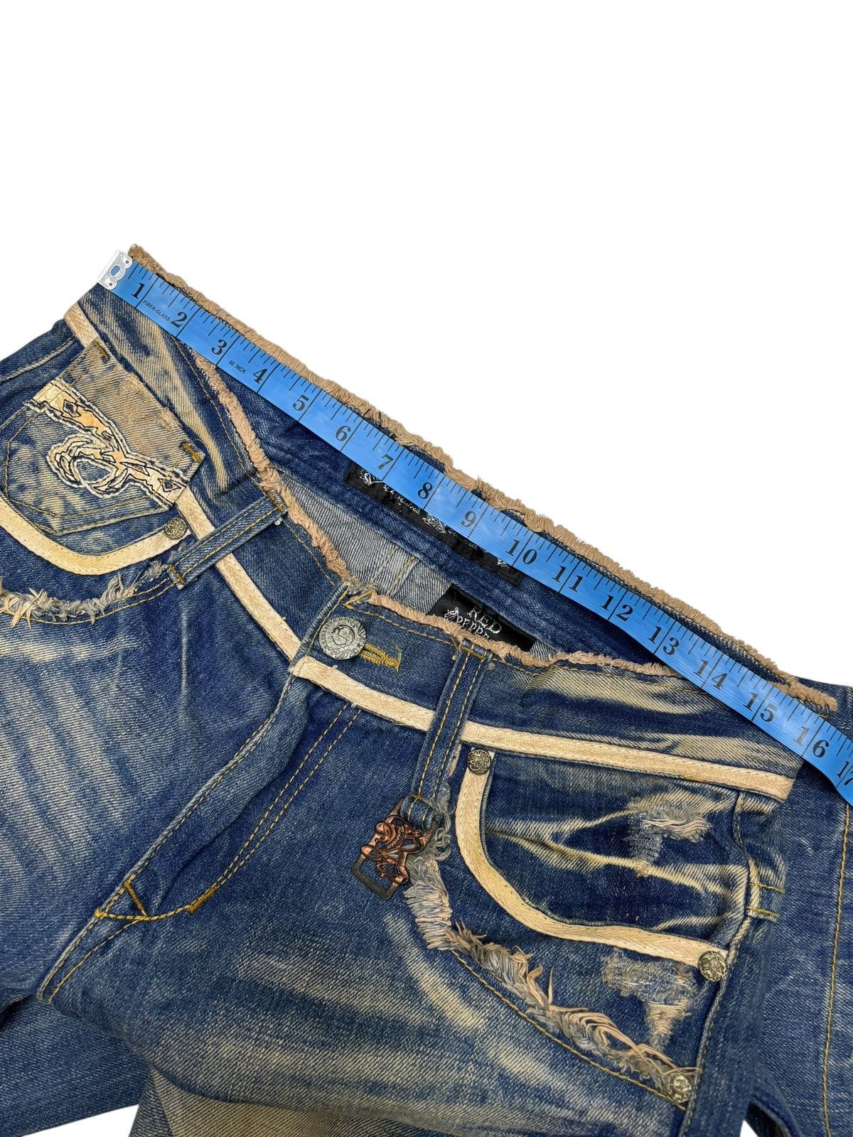 If Six Was Nine 🔥RED PEPPER Rusty Mud Wash Flared Jean Distressed Denim Size US 32 / EU 48 - 10 Thumbnail