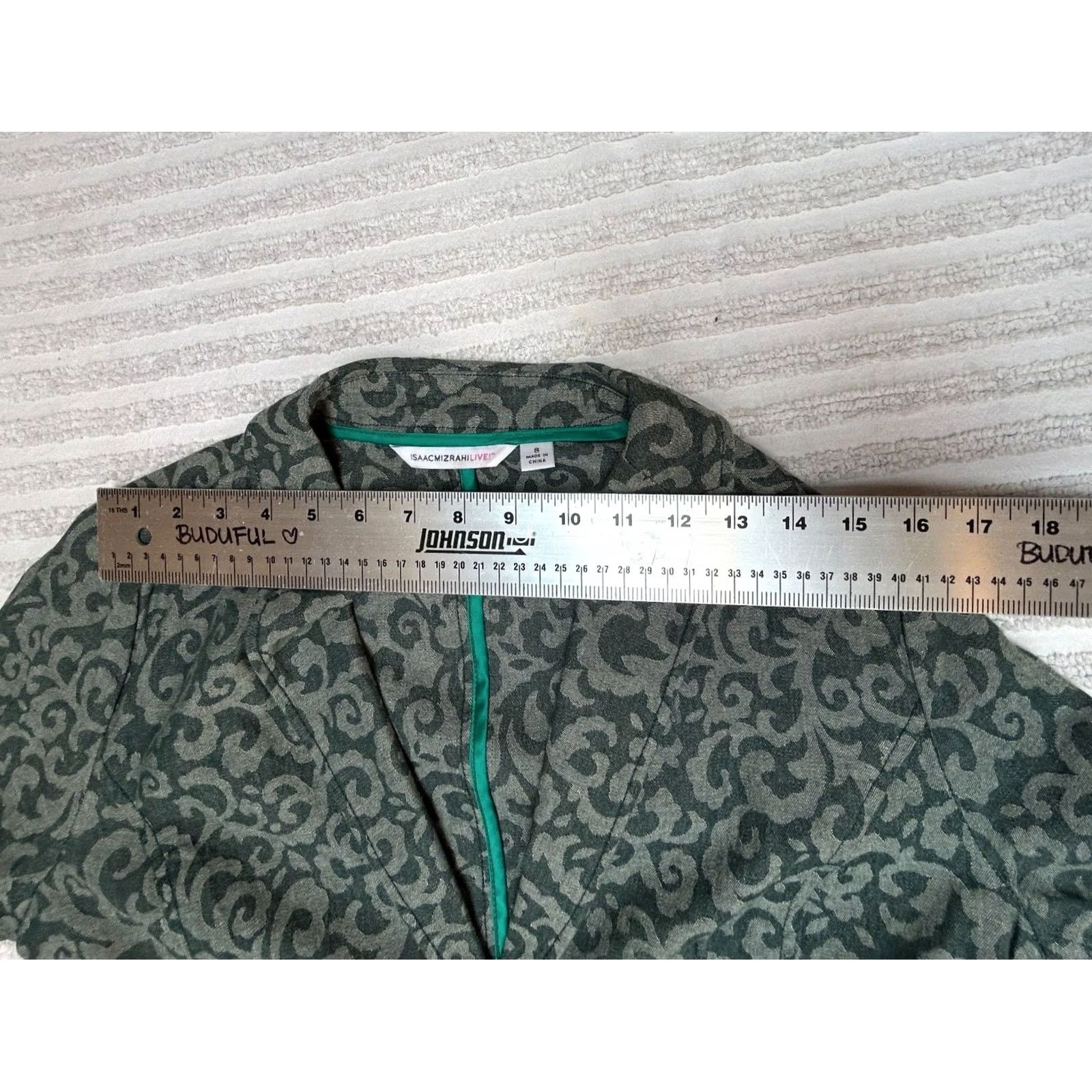 Isaac Mizrahi Isaac Mizrahi Live Blazer Jacket Single-Breasted Damask Green Size 8 Women’s Short Sleeve Button Front Workwear Shirt 8 Mens? Size M / US 6-8 / IT 42-44 - 4 Thumbnail