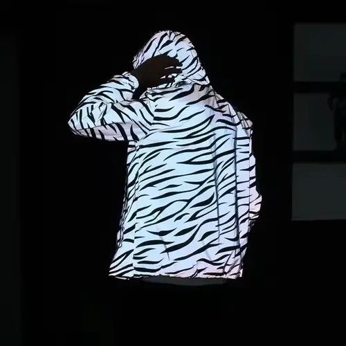 Japanese Brand zebra reflective Night shining Hooded Windbreaker Jacket Size US L / EU 52-54 / 3 - 7 Thumbnail