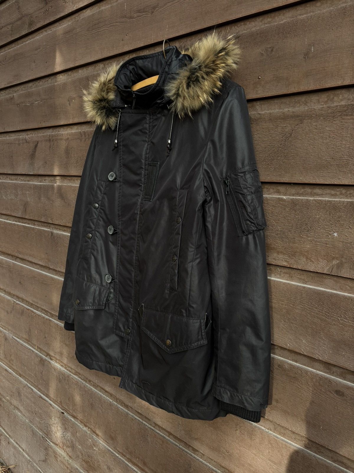 Katharine Hamnett London Katherine Hamnett black parka with fawx fur hood Size L / US 10 / IT 46 - 3 Thumbnail