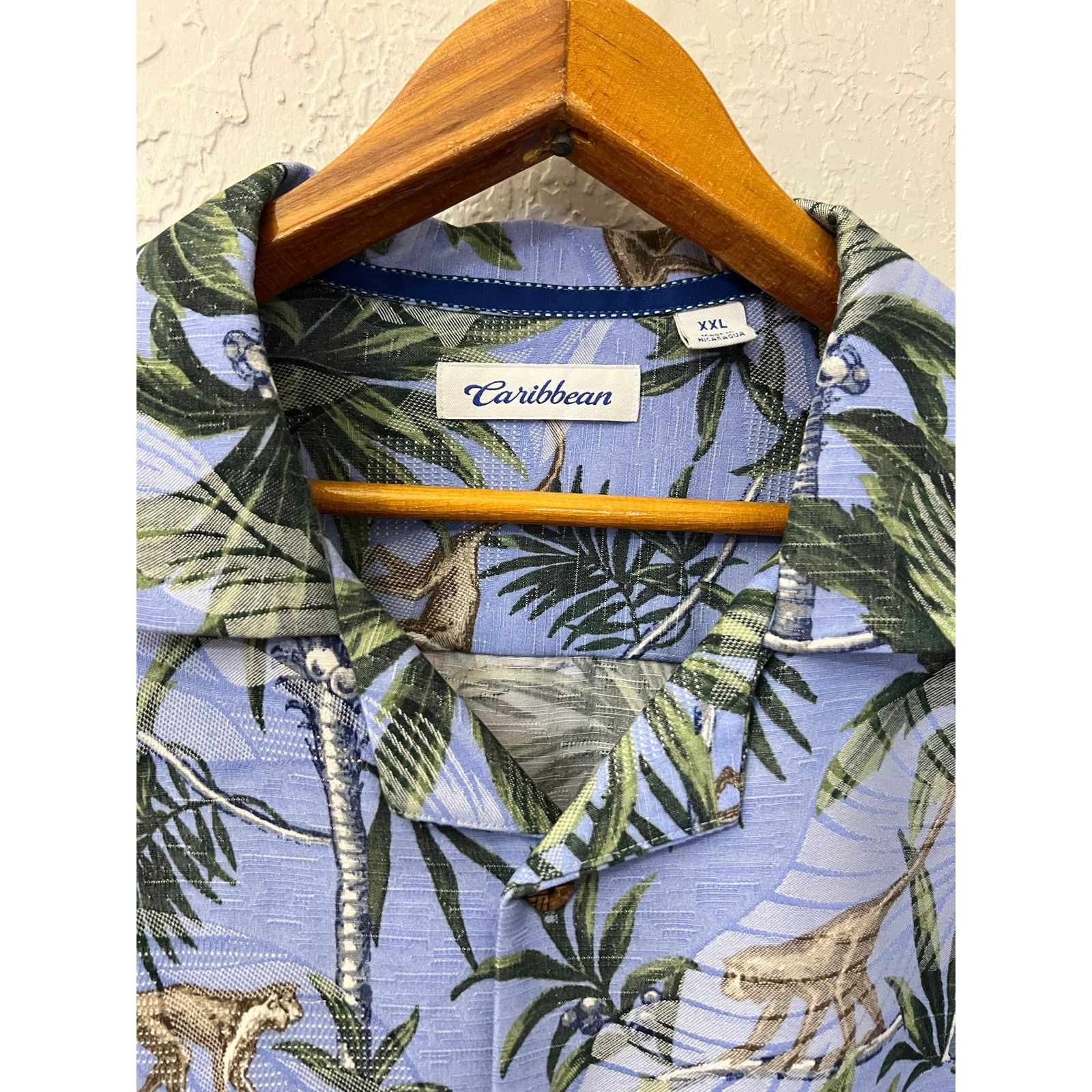 Vintage Caribbean Hawaiian Shirt Men XXL Blue Monkey Jungle Tropical Size US XXL / EU 58 / 5 - 3 Thumbnail
