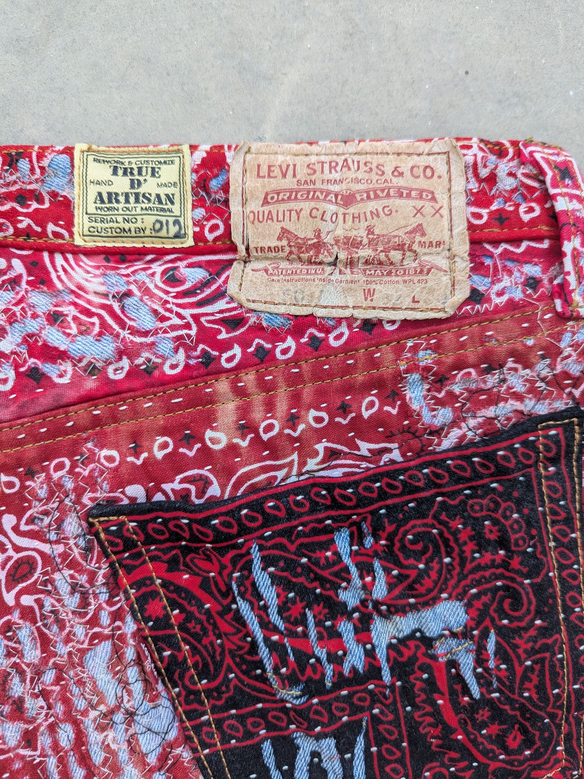 Japanese Brand × Levi's × Vintage Vintage Levis 501 Bandana Boro Inspired Proleta Re Art Size US 30 / EU 46 - 3 Thumbnail