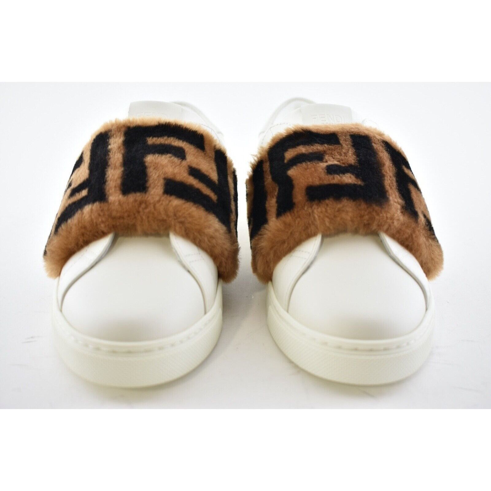 Fendi Leather Fur Logo FF Zucca Low Top Slip On Trainer Sneaker 35 Size US 5 / IT 35 - 6 Thumbnail