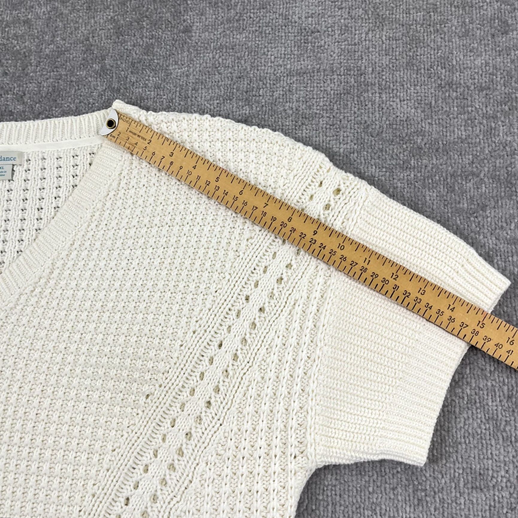 Vintage Sundance Sweater Womens XL White Chunky Knit Short Sleeve V-Neck Casual Retro Size XL / US 12-14 / IT 48-50 - 4 Thumbnail