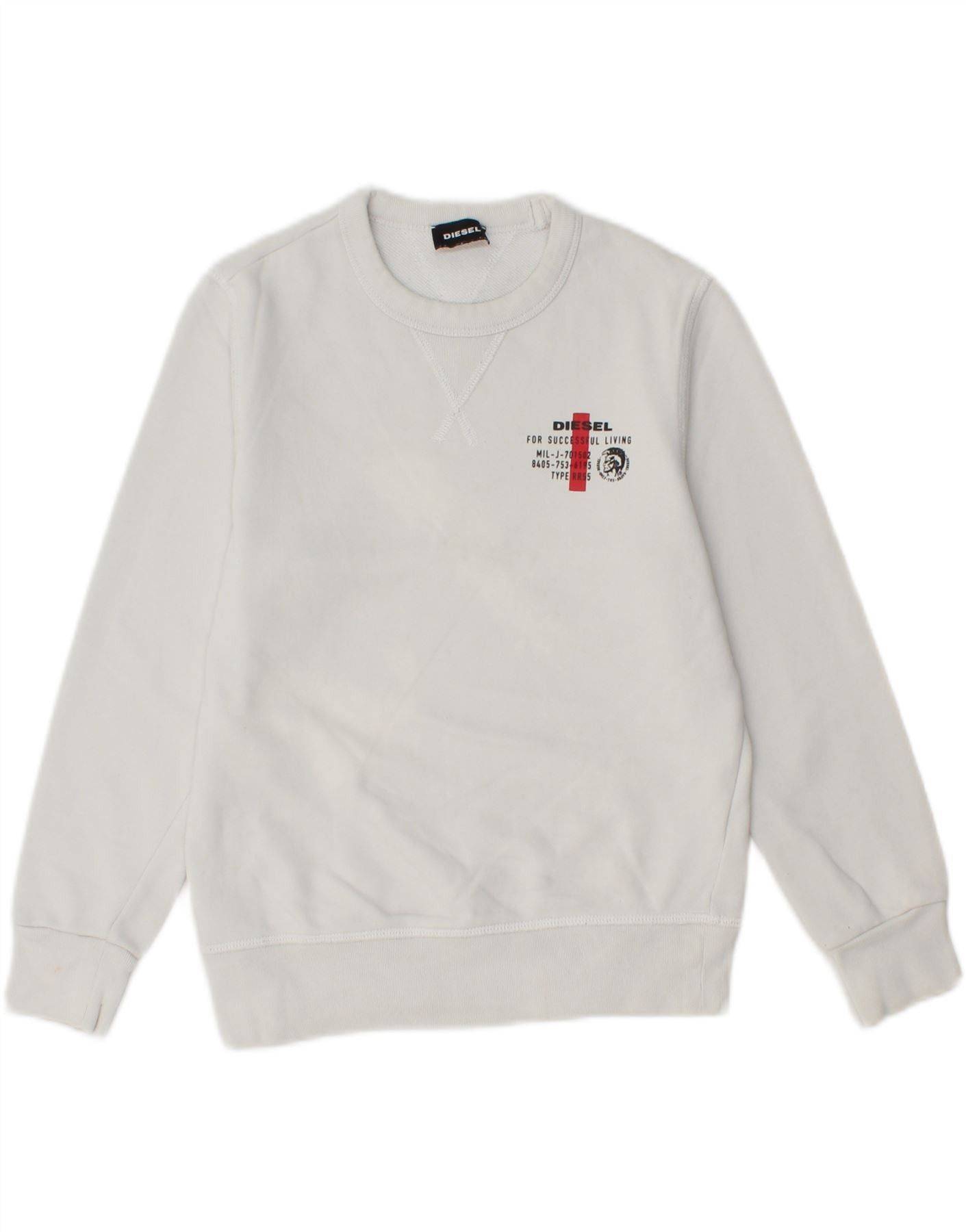 Diesel Boys Graphic Sweatshirt Jumper 9-10 Years White Cotton Size M / US 6-8 / IT 42-44 - 1 Thumbnail