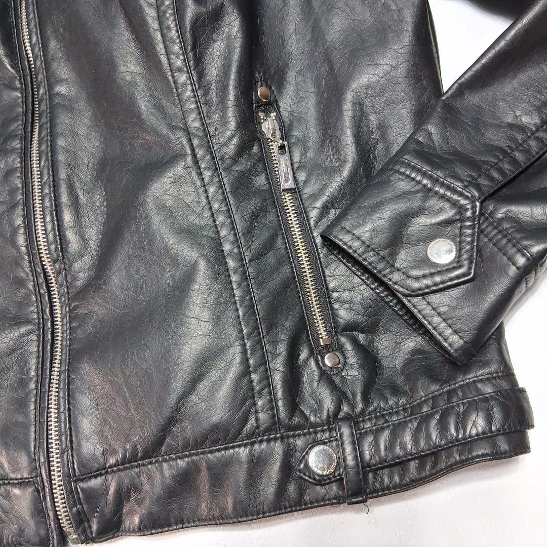 Other J2 By Jou Jou Black Faux Leather Cropped Bomber Jacket Size XL / US 12-14 / IT 48-50 - 2 Thumbnail