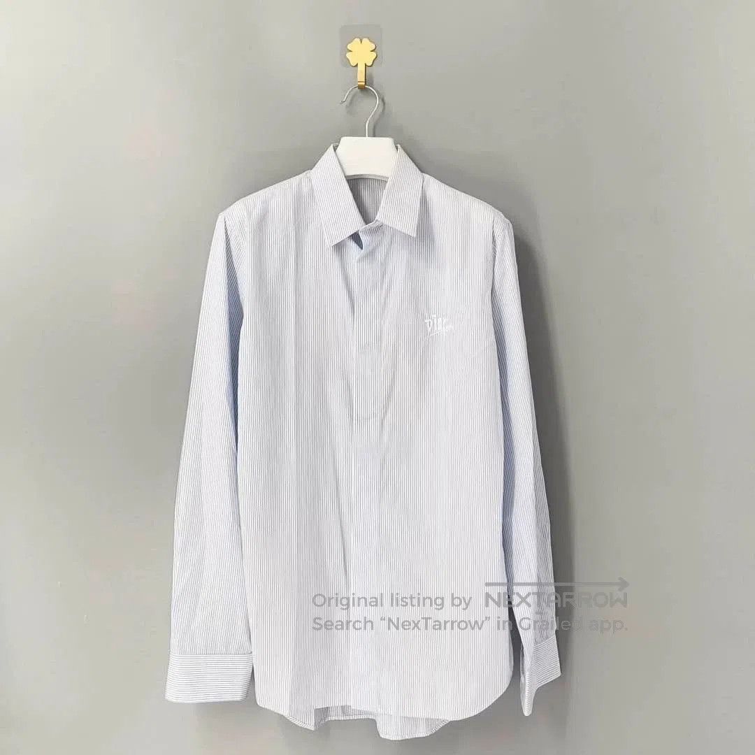 Dior Dior Blue White Stripe Logo Shirt. Size US S / EU 44-46 / 1 - 1 Thumbnail