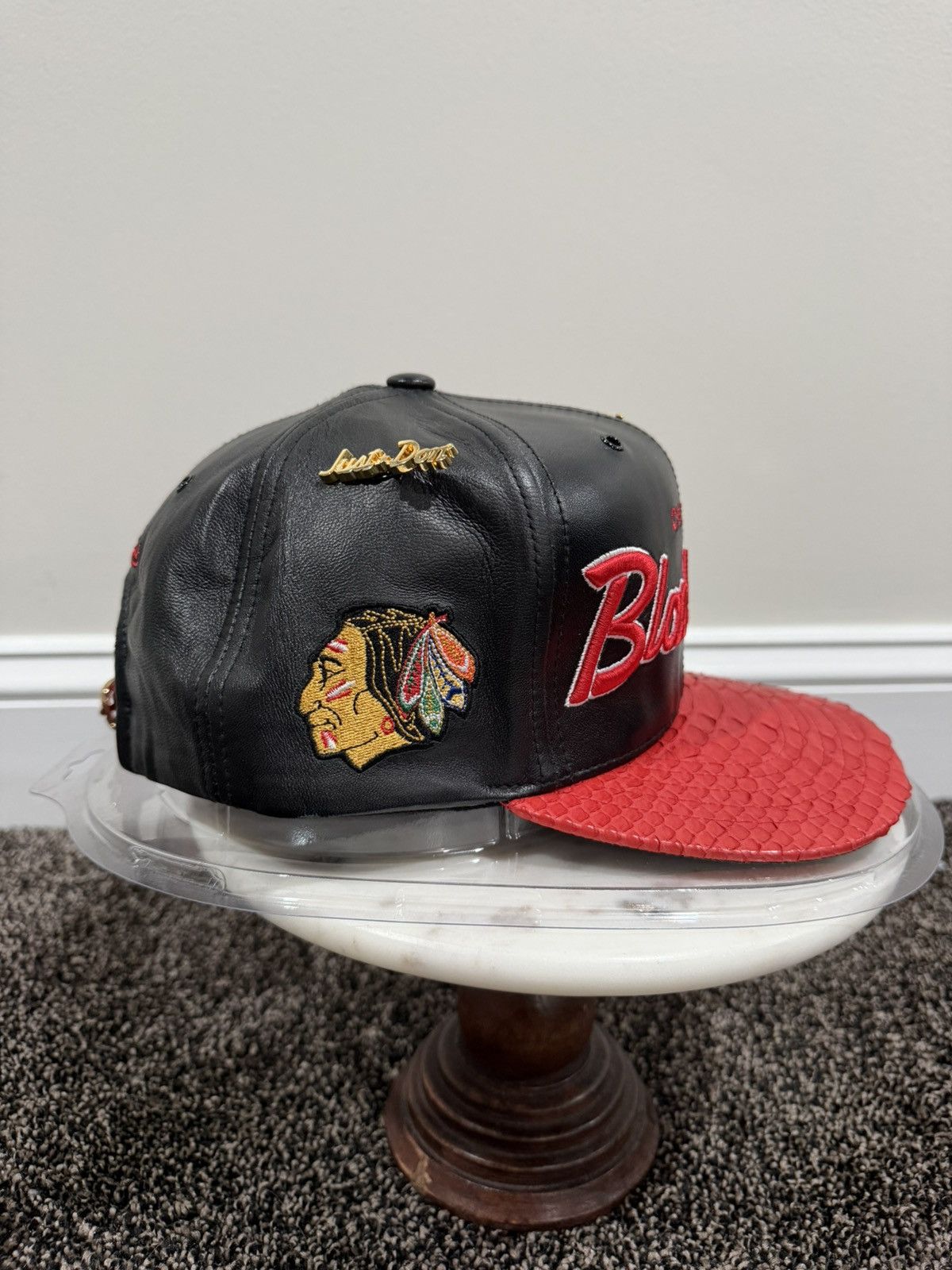 Just Don × Mitchell & Ness Just Don x Mitchell & Ness NBA Chicago Blackhawk Leather Hat Size ONE SIZE - 2 Thumbnail