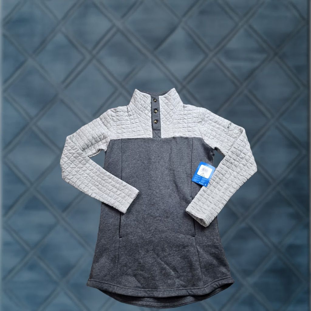 Vintage Columbia Sweatshirt Tunic XS Womens Gray Mock Neck Pockets NWT Size XS / US 0-2 / IT 36-38 - 1 Thumbnail