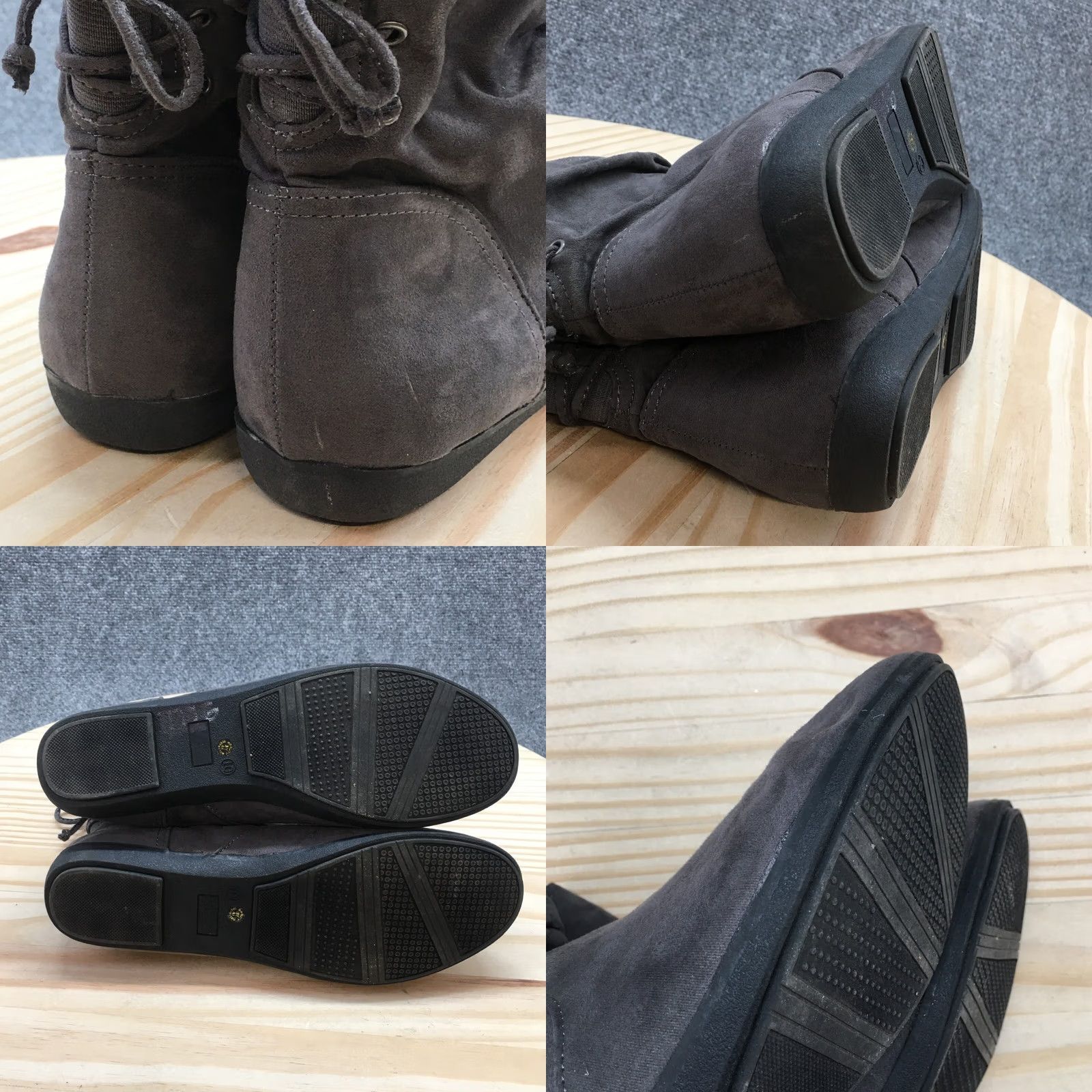 Vintage Arizona Jeans Co Boots Womens 10 M Kacy Ankle Bootie Gray Fabric Flat Casual Shoes Size 32" / US 10 / IT 46 - 8 Thumbnail