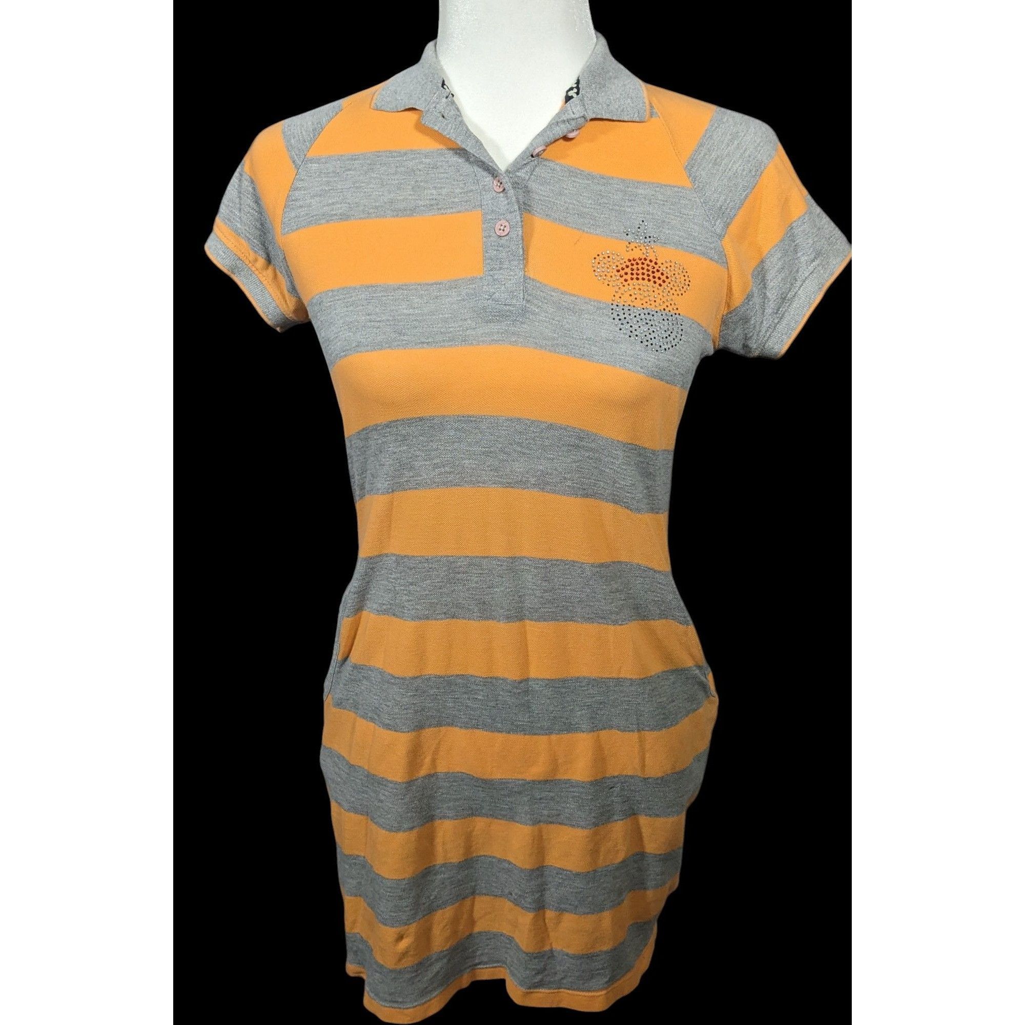 Disney Kook N Keech For Disney Grey And Orange Striped Casual Dress Size S / US 4 / IT 40 - 1 Thumbnail