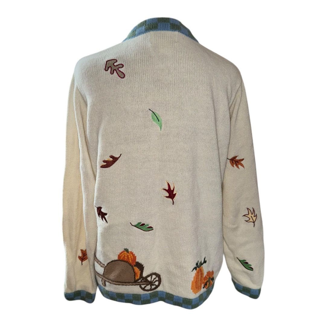 Vintage VTG Quacker Factory Medium Fall Cardigan Sweater Scarecrow Size M / US 6-8 / IT 42-44 - 4 Thumbnail