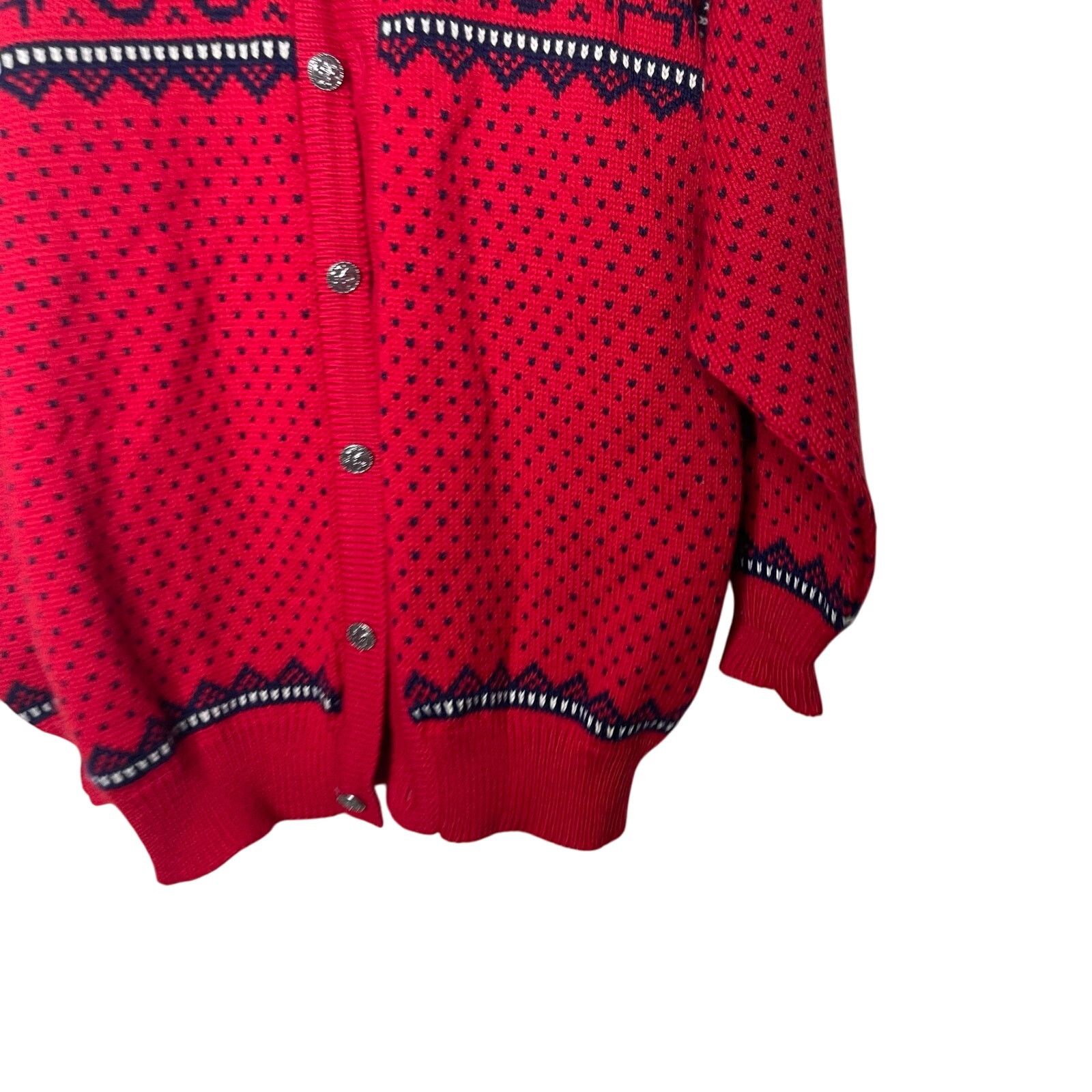 Dale Of Norway Dale of Norway Vintage Red Navy Fair Isle Cardigan XL Size XL / US 12-14 / IT 48-50 - 6 Thumbnail