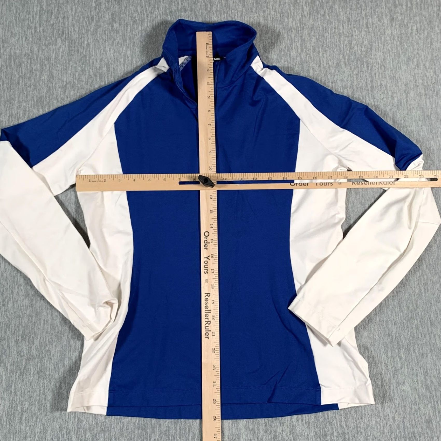 Layer 8 VINTAGE Mountain Force Pullover Womens XL Blue White 1/4 Zip Mock Neck Athletic Fit Ski Base Layer Teens? Size XL / US 12-14 / IT 48-50 - 5 Thumbnail