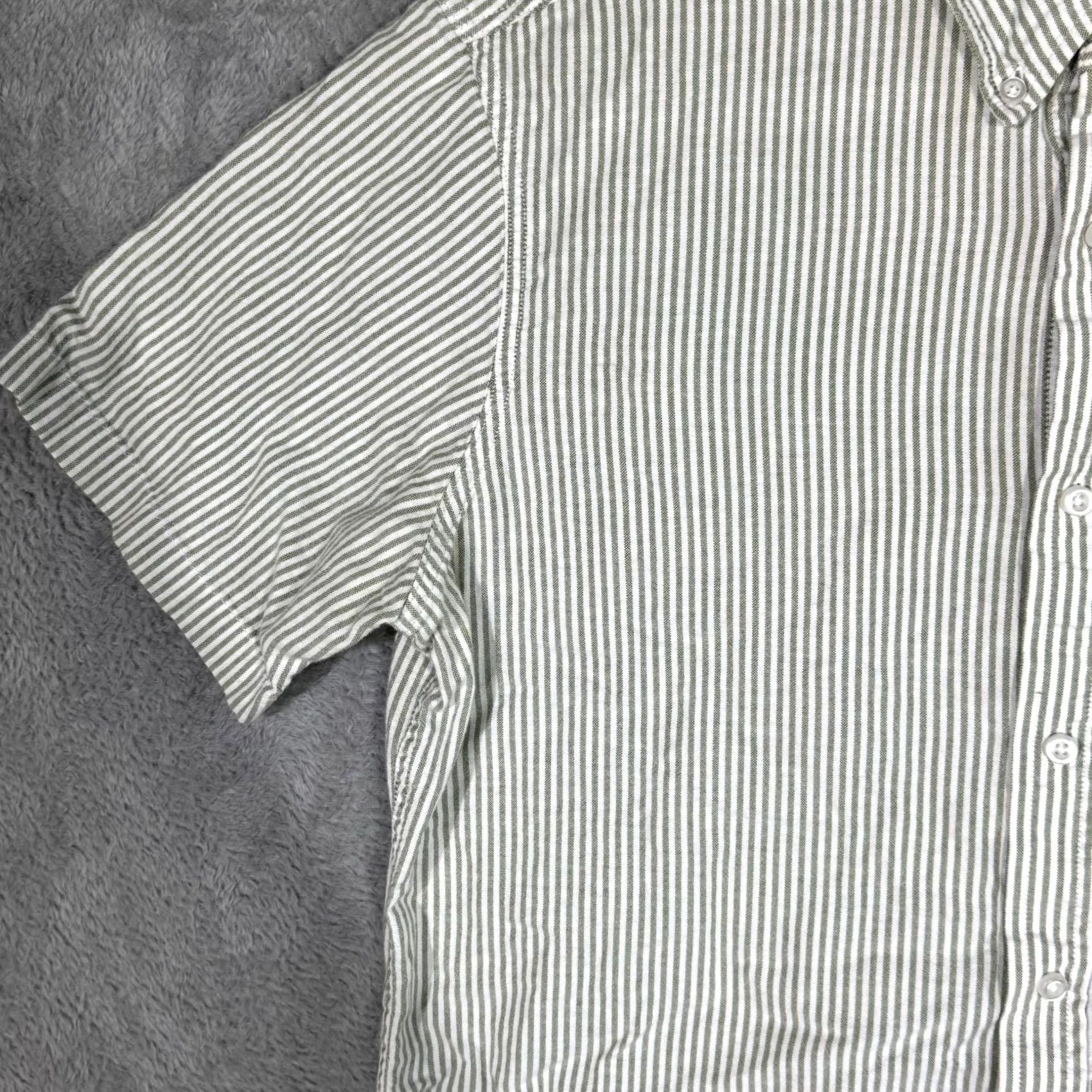 Vintage G.H. Bass & Co Shirt Men’s Large Green Striped Short Sleeve Button-Down Cotton Size US L / EU 52-54 / 3 - 3 Thumbnail