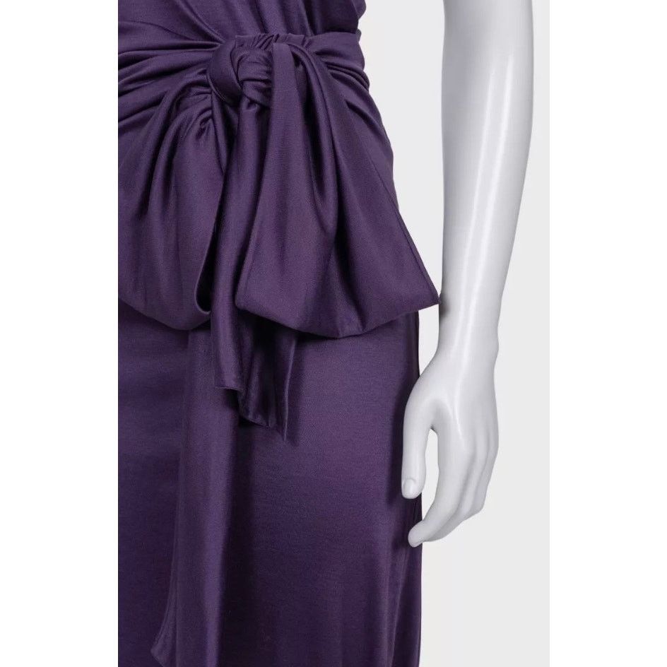 Yves Saint Laurent Saint Laurent Violet 100% Silk Belted Dress - Size S Size S / US 4 / IT 40 - 4 Thumbnail