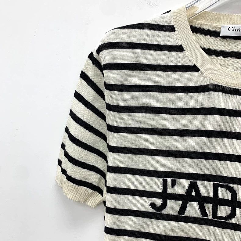 Dior Dior Color-blocked striped letter inlaid mulberry silk rou Size S / US 4 / IT 40 - 3 Thumbnail