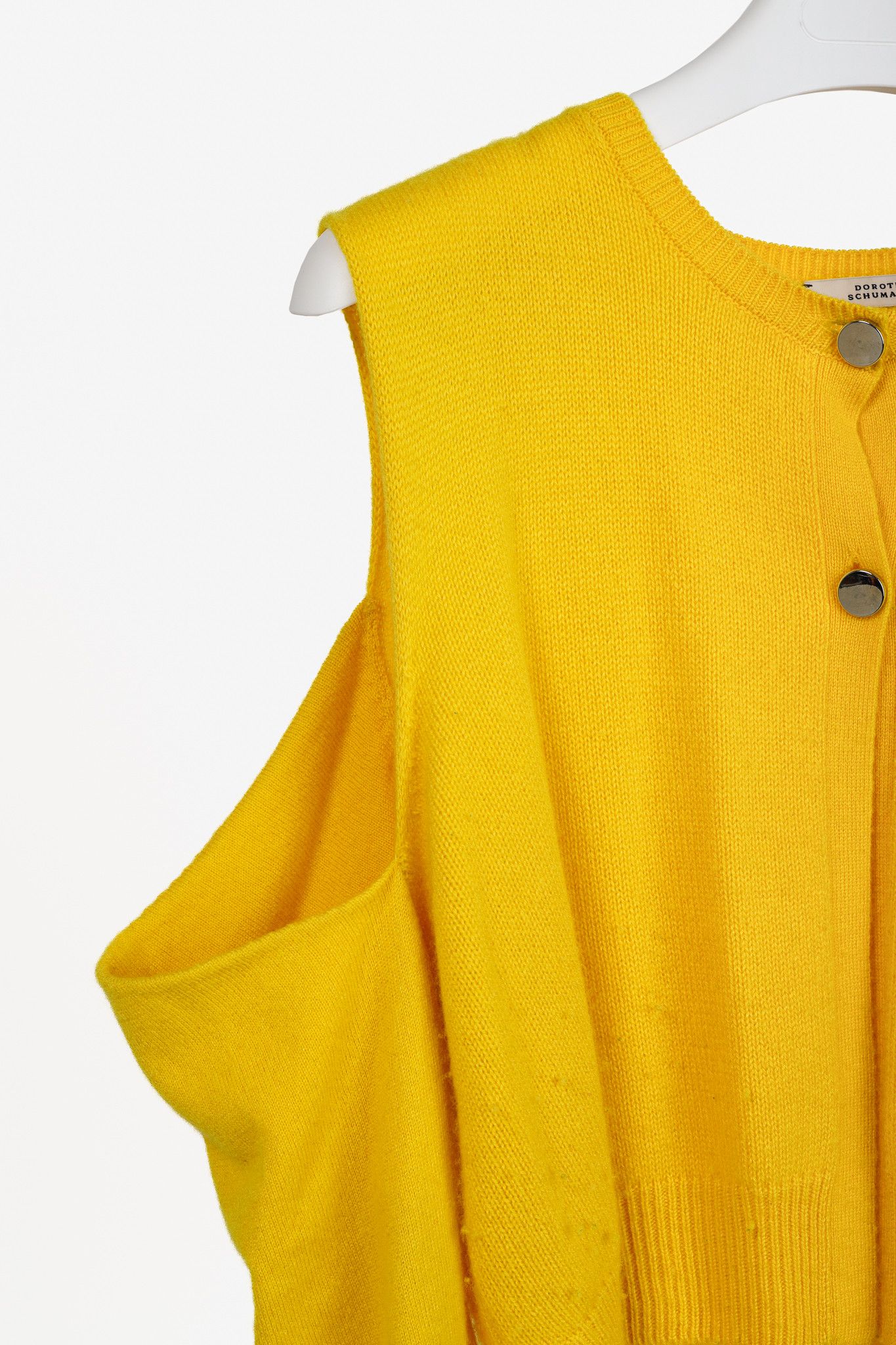DOROTHEE SCHUMACHER Dorothee Schumacher Yellow Cashmere Cold-Shoulder Cardigan Size M / US 6-8 / IT 42-44 - 5 Thumbnail
