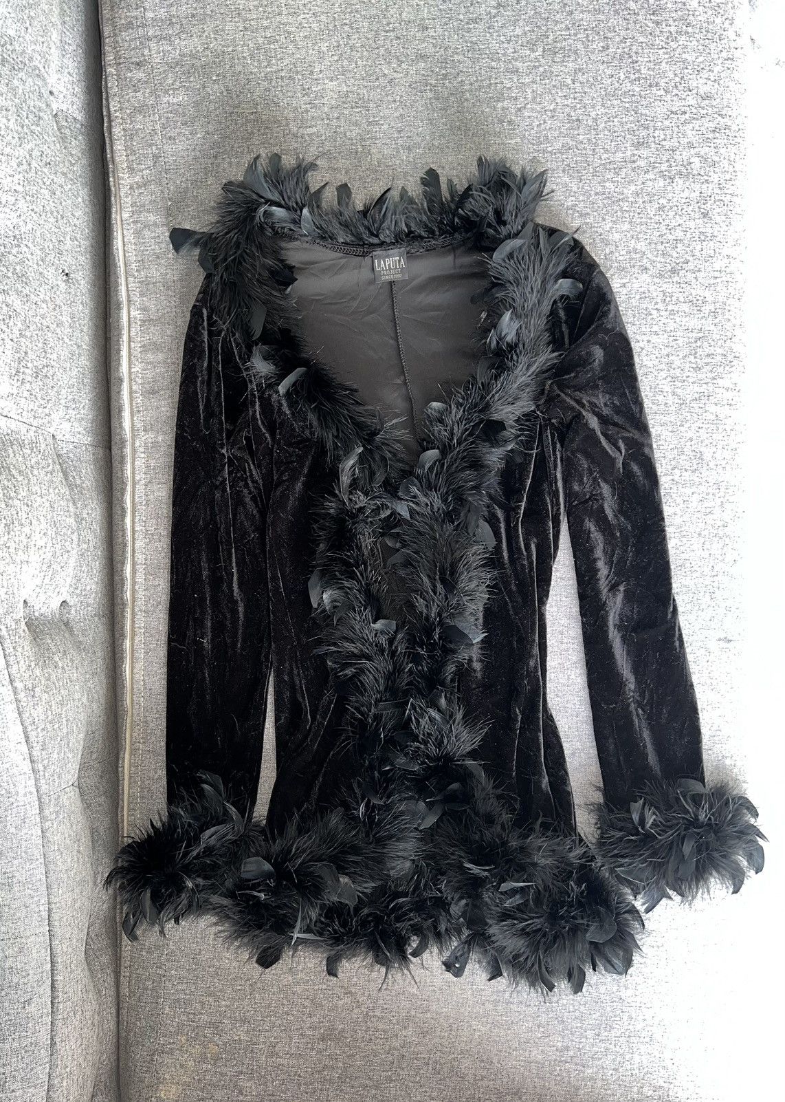 Ann Demeulemeester RARE velvet feather trim cardigan 🪶 Size M / US 6-8 / IT 42-44 - 3 Thumbnail