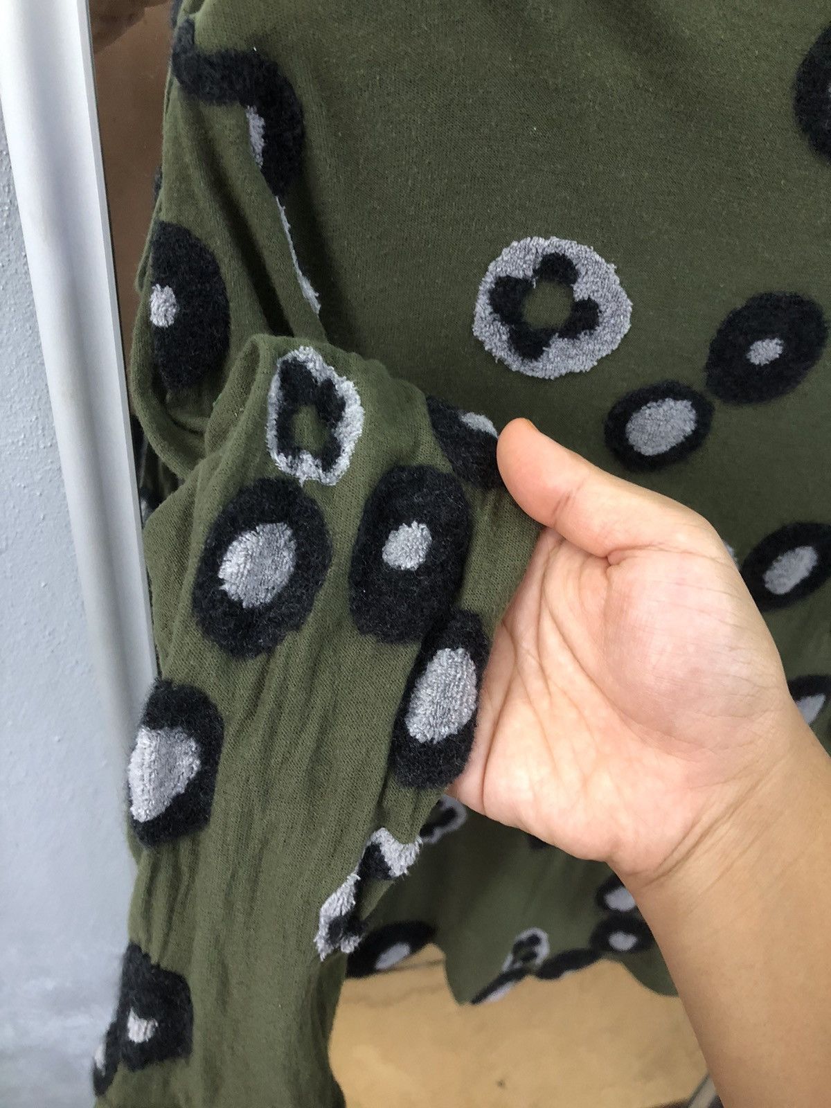 Japanese Brand En Cloche Olive Circle Pattern Long Sleeve Top Size S / US 4 / IT 40 - 6 Thumbnail