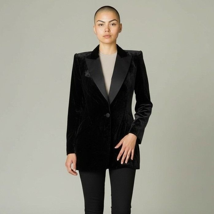 L'AGENCE L'AGENCE Sheila Velvet Tux Blazer Women 2 Silk Blend Holiday Size XS / US 0-2 / IT 36-38 - 3 Thumbnail