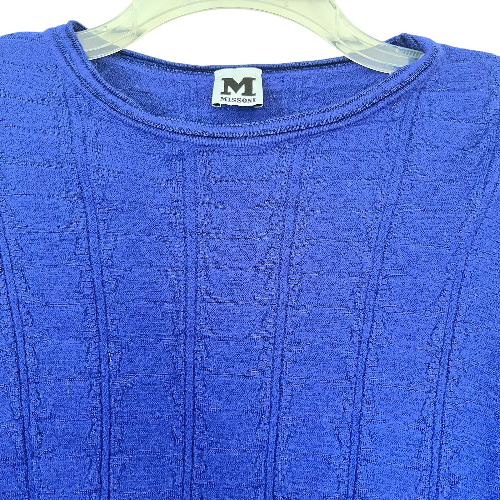 Missoni M Missoni Royal Blue Boxy Fit Wool Blend Crewneck Sweater Size L / US 10 / IT 46 - 3 Thumbnail