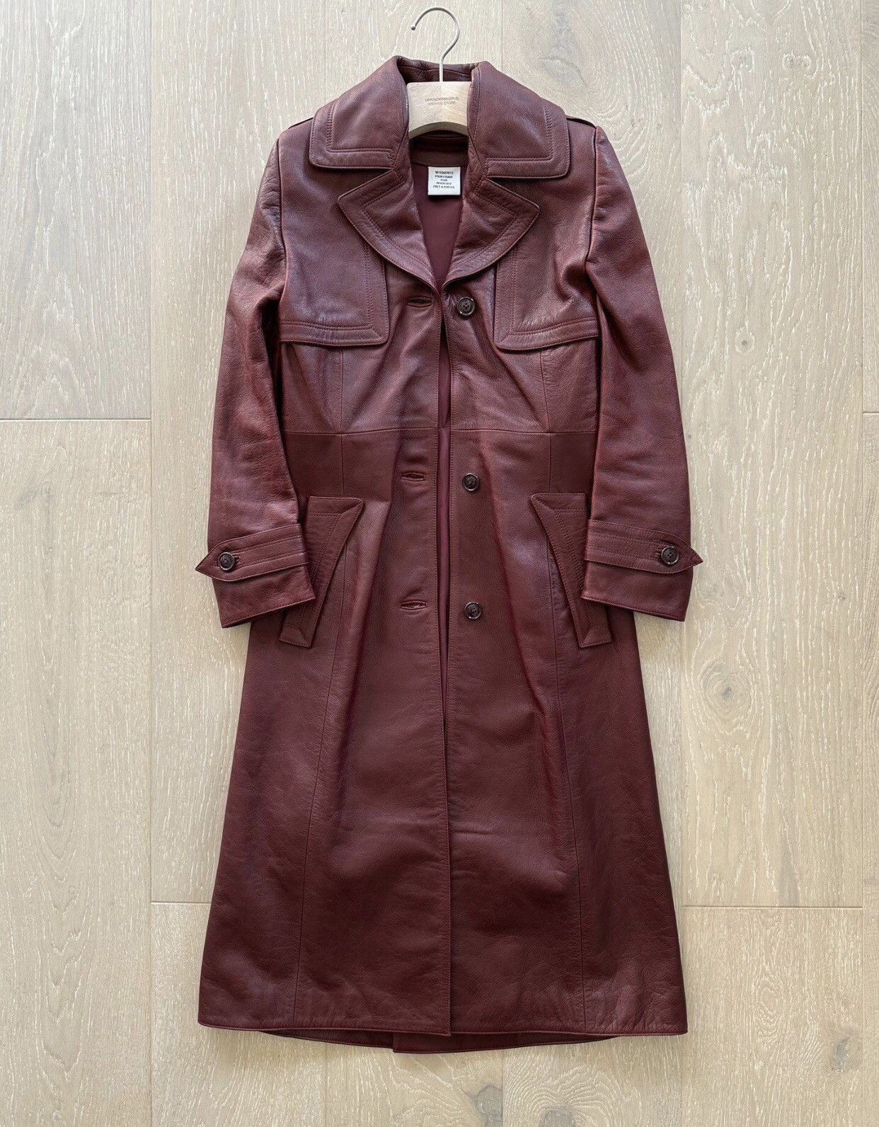 image of Vetements Vetments Fw16 Deconstructed Old Reddish Brown Leather Coat, Men's (Size Small)