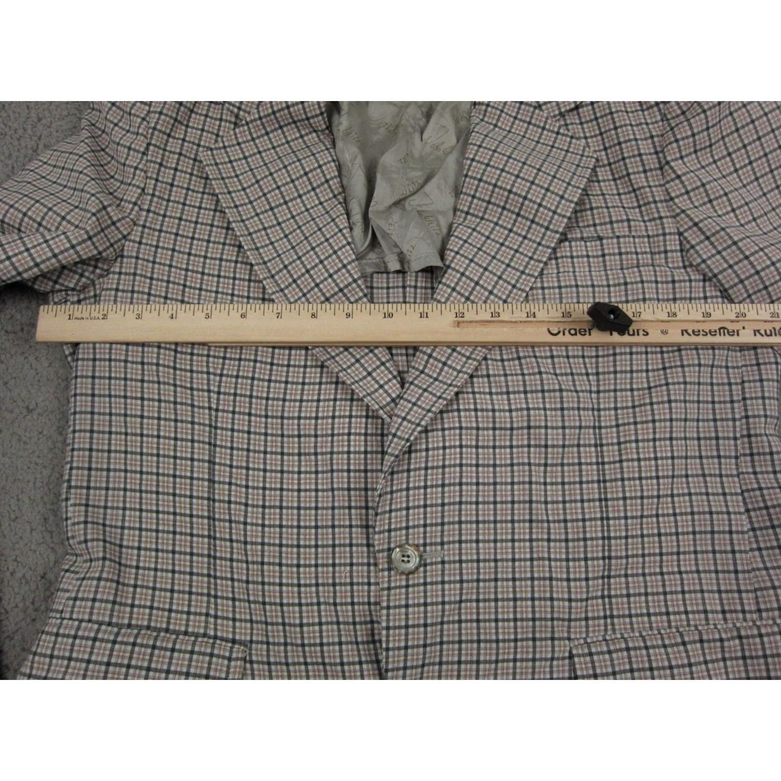 Vintage Vintage Palm Beach Blazer Mens 42 Gray Plaid Tuxedo Coat Two-Button 80s 90s Shirt Mens Size 42R - 6 Thumbnail