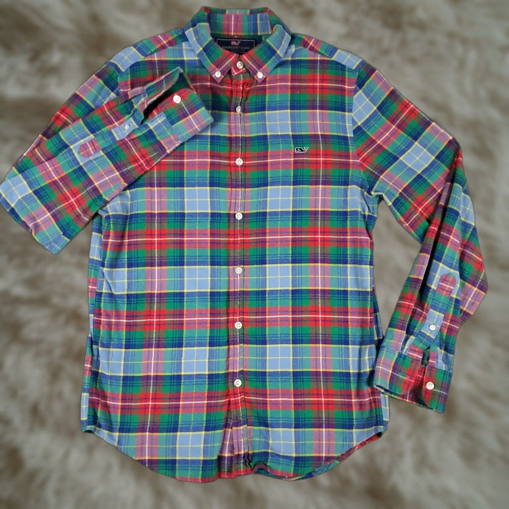 Vineyard Vines Vineyard Vines Shirt Mens Small Blue Plaid Flannel Button-Up Long Sleeve Slim Regular Cotton T-Shirt? Size US S / EU 44-46 / 1 - 1 Thumbnail