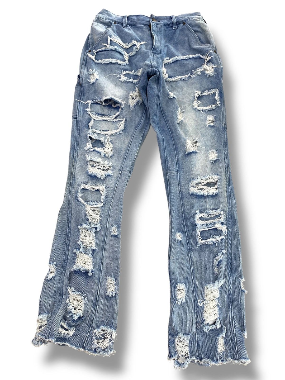 If Six Was Nine Japanese Brand Dualism Distressed Patchwork Faded Jeans Size US 30 / EU 46 - 1 Thumbnail