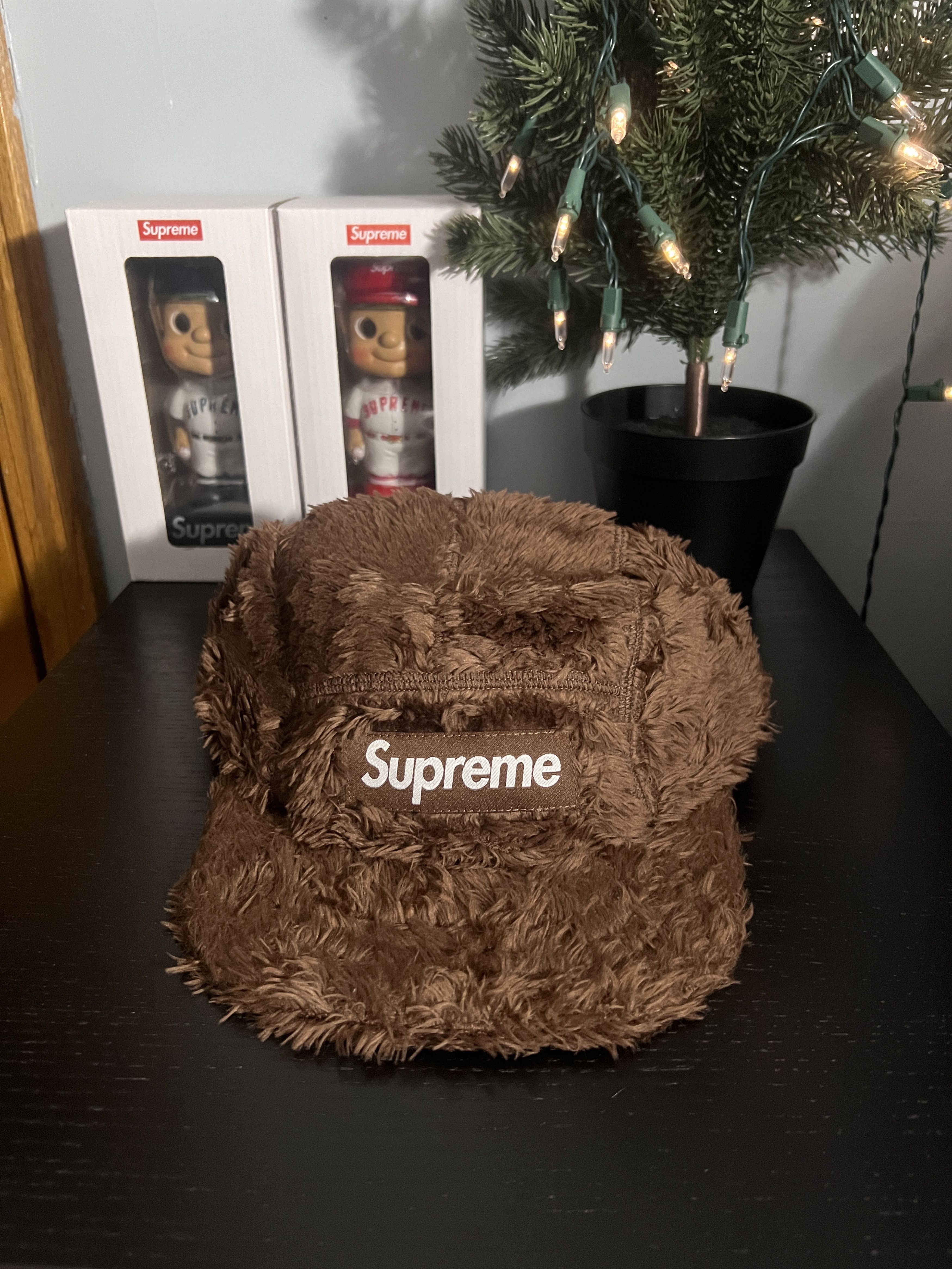 Supreme Fuzzy Camp Cap brown（ช้อป Supreme Velvet Pattern