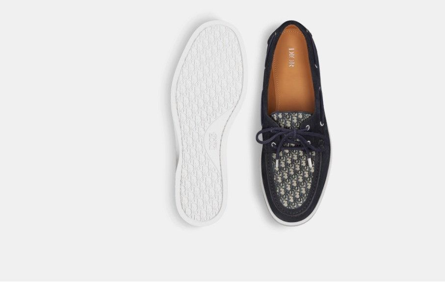 Dior o1w1db10325 3DE38 Granville Loafers in Navy Blue & Beige Size US 12 / EU 45 - 4 Thumbnail