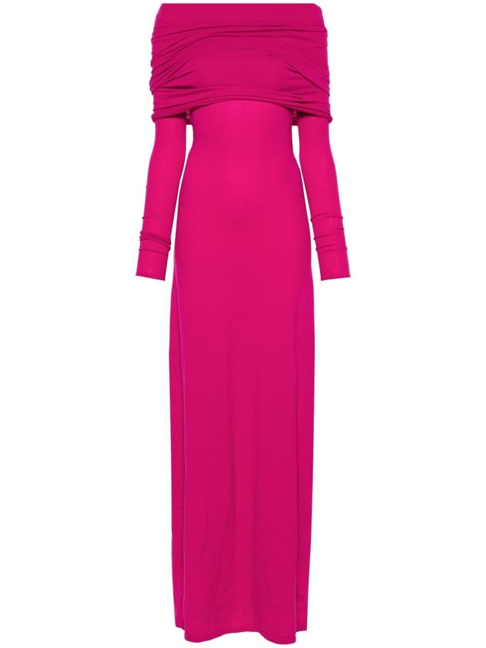 Balenciaga o1w1db10825 Boat Collar Double Layer Dress in Deep Pink Size XS / US 0-2 / IT 36-38 - 1 Thumbnail