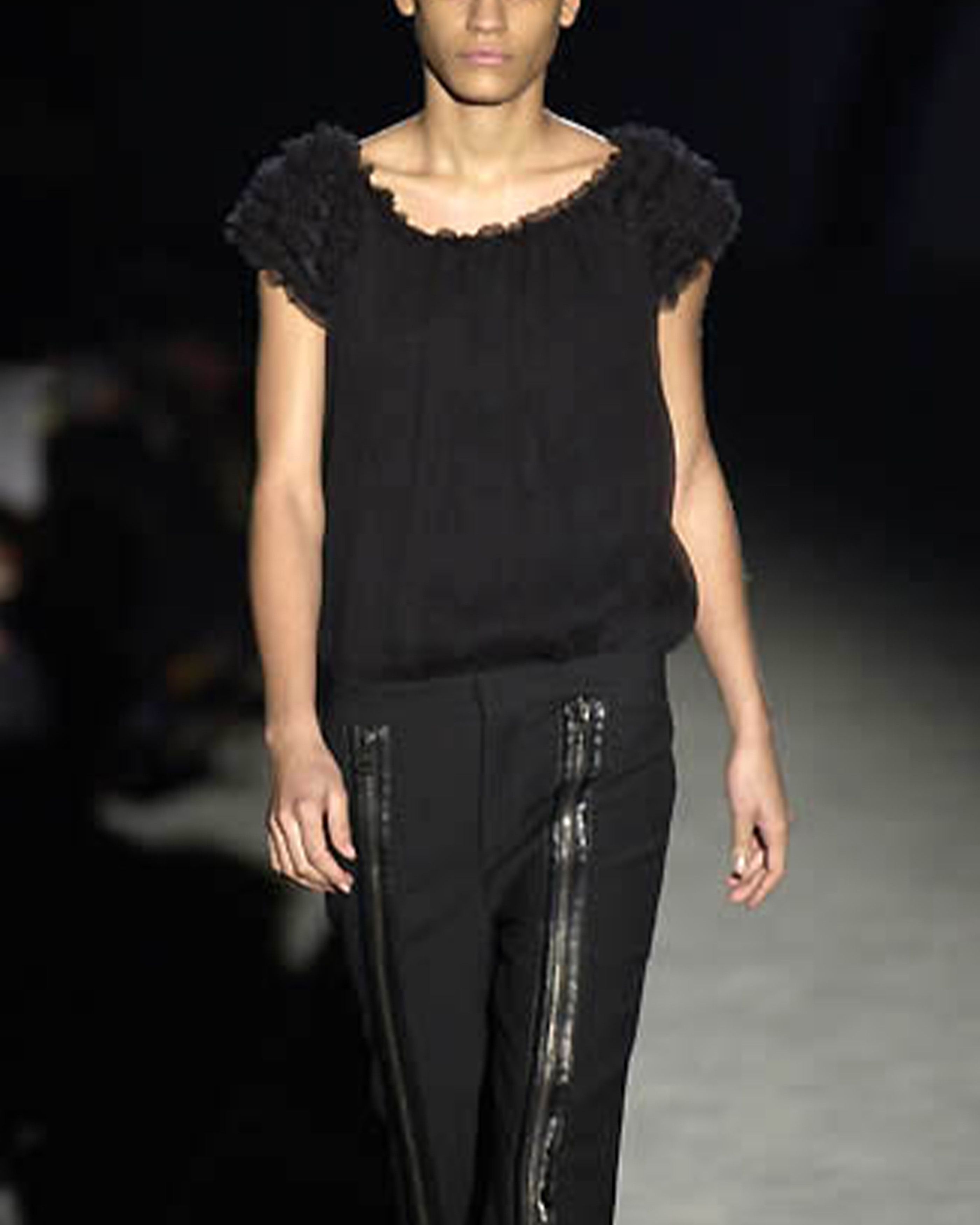 Gucci by Tom Ford F/W 2001 Black Wool Leather Patched Zipped Pants Size 28" / US 6 / IT 42 - 6 Thumbnail