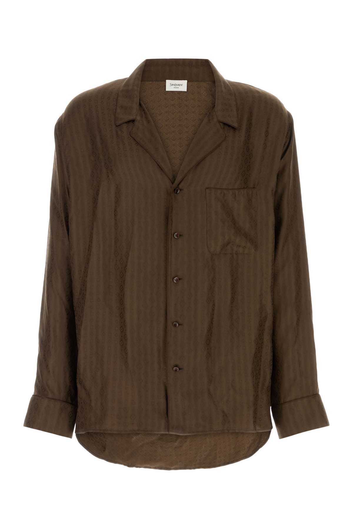 Saint Laurent Paris Brown Silk Shirt Size US XL / EU 56 / 4 - 1 Thumbnail