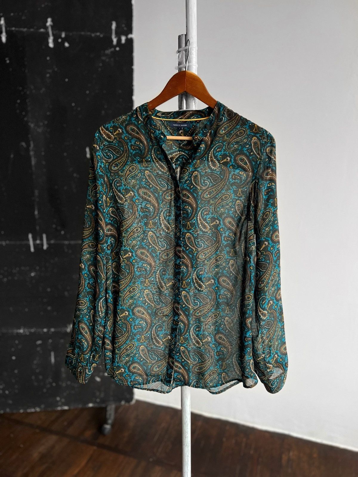 Designer × Tommy Hilfiger Tommy Hilfiger Womens Paisley Button Down Blouse Shirt LS Size L / US 10 / IT 46 - 3 Thumbnail