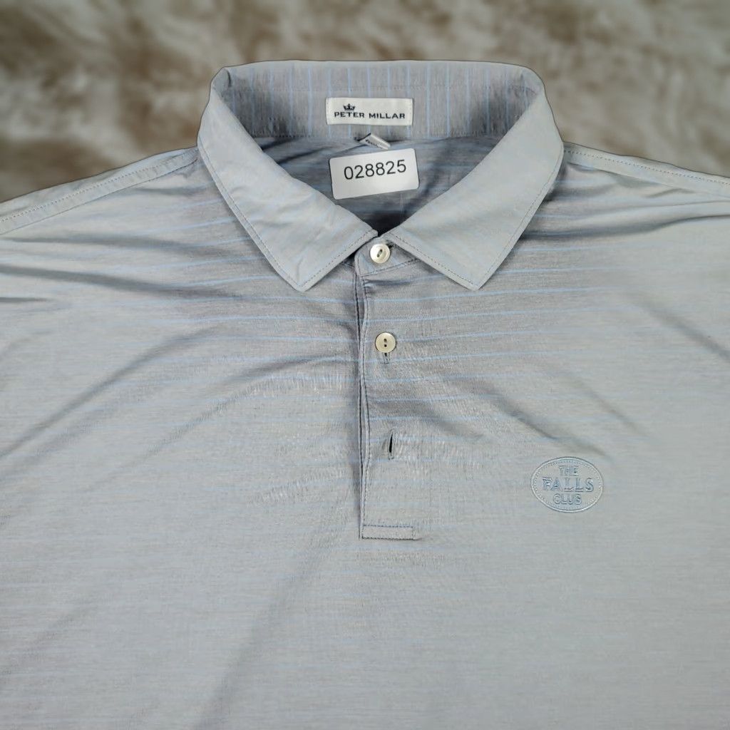 Peter Millar Peter Millar Shirt Mens XL Blue Gray Striped Golf Casual Short Sleeve Size US XL / EU 56 / 4 - 1 Thumbnail