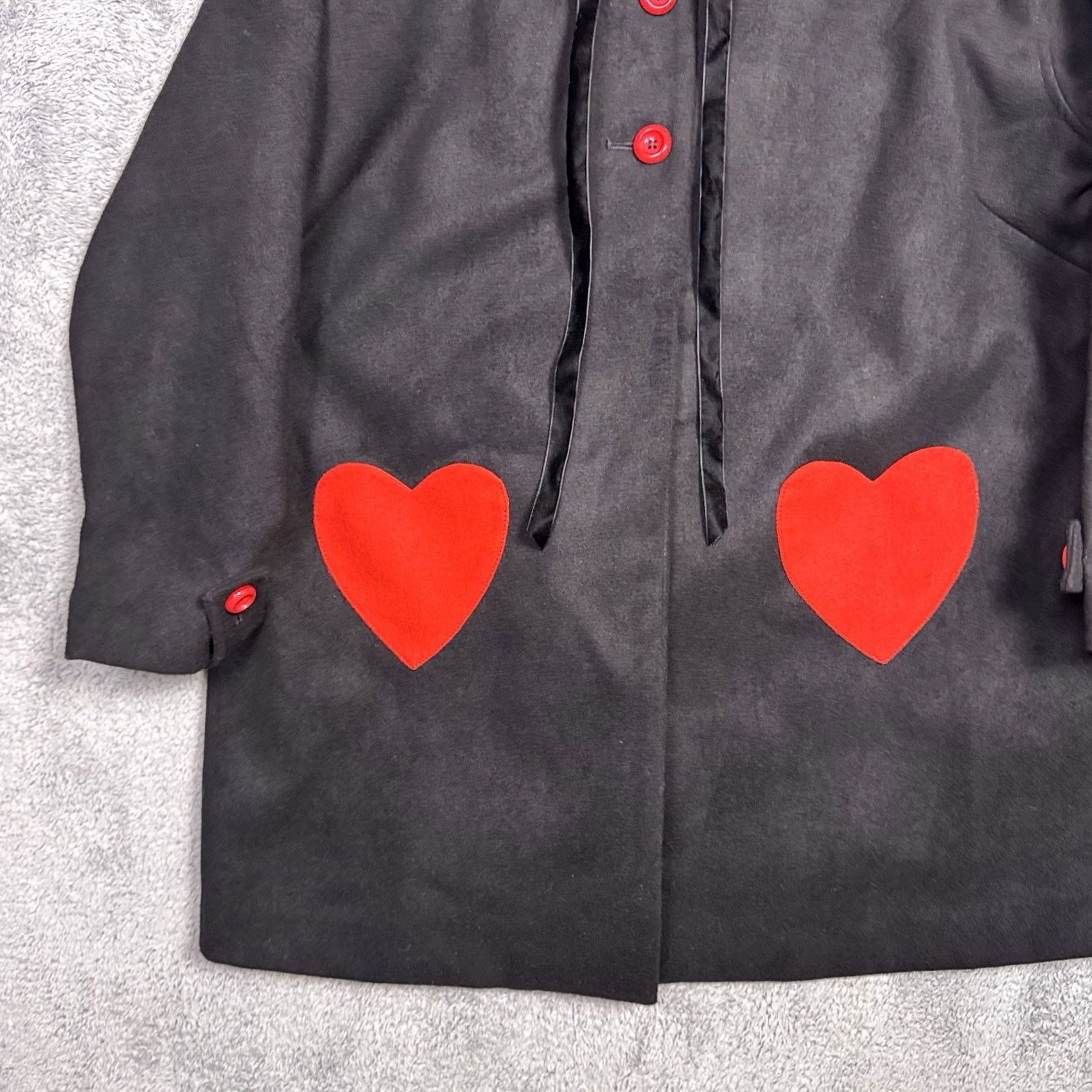 Vintage Hell Bunny Coat Womens 2X 2XL UK 18 Faux Fur Collar Corazon Geometric Red Overcoat Long Sleeve Mid-Length Jacket/Coat Womens Mens? Size XXL / US 16-18 / IT 52-54 - 2 Thumbnail