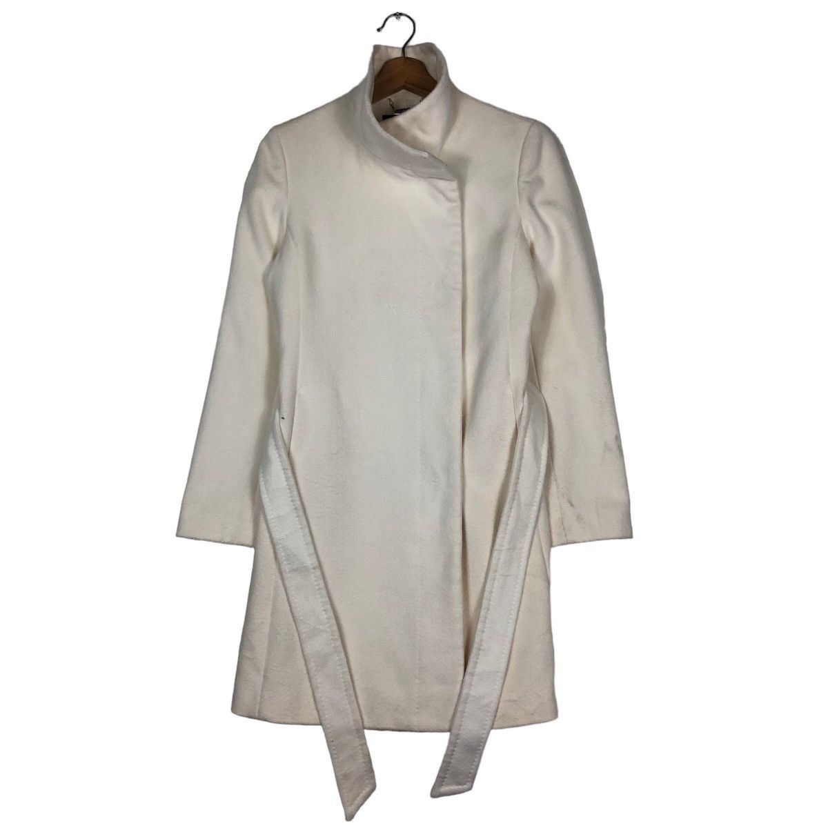 🔥Rich Pearl White Wool Long Jacket Ined Angora Japan Made