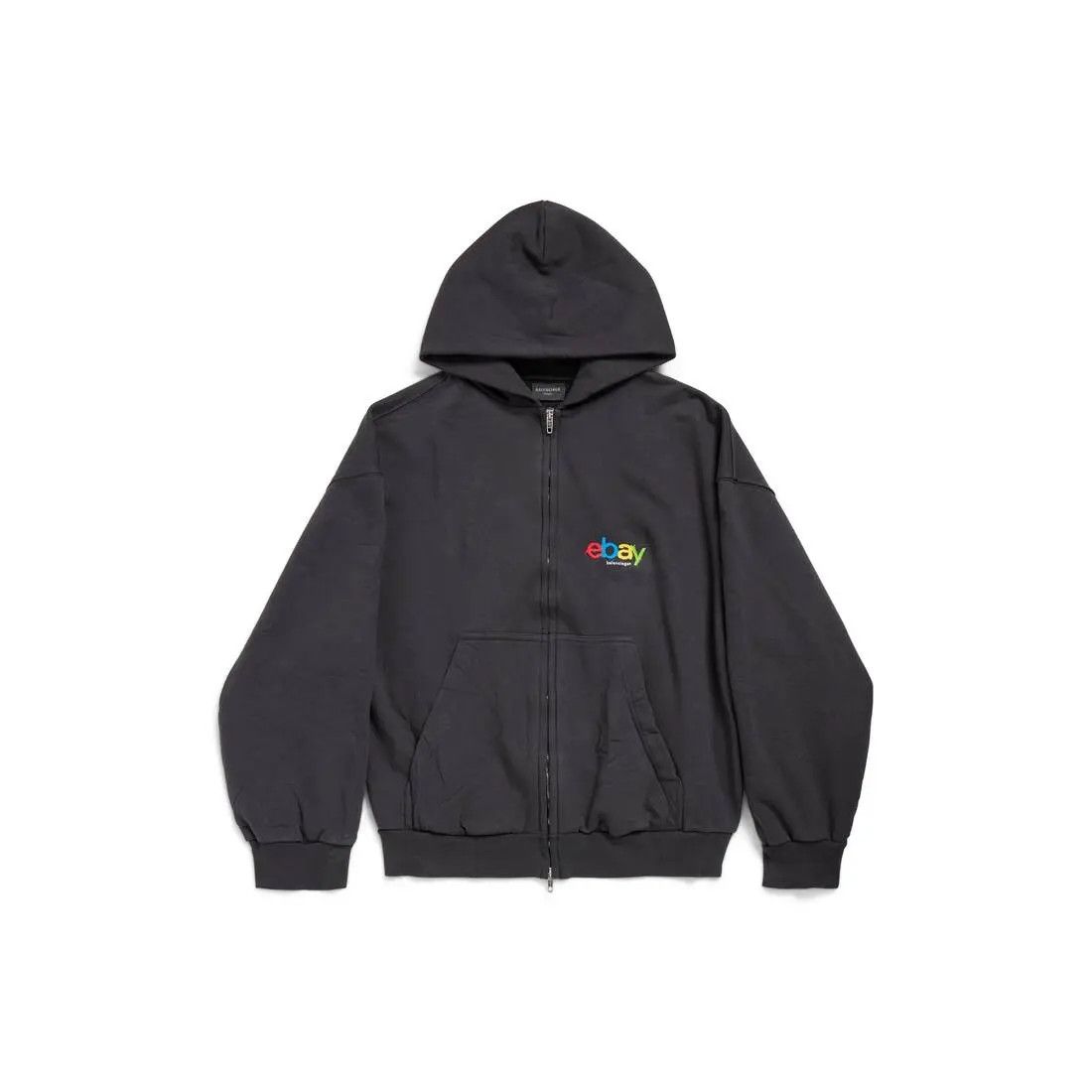 Balenciaga × eBay o1w1db11225 Ebay Zip-Up Hoodie Regular Fit in Black Size US XXS / EU 40 - 1 Thumbnail
