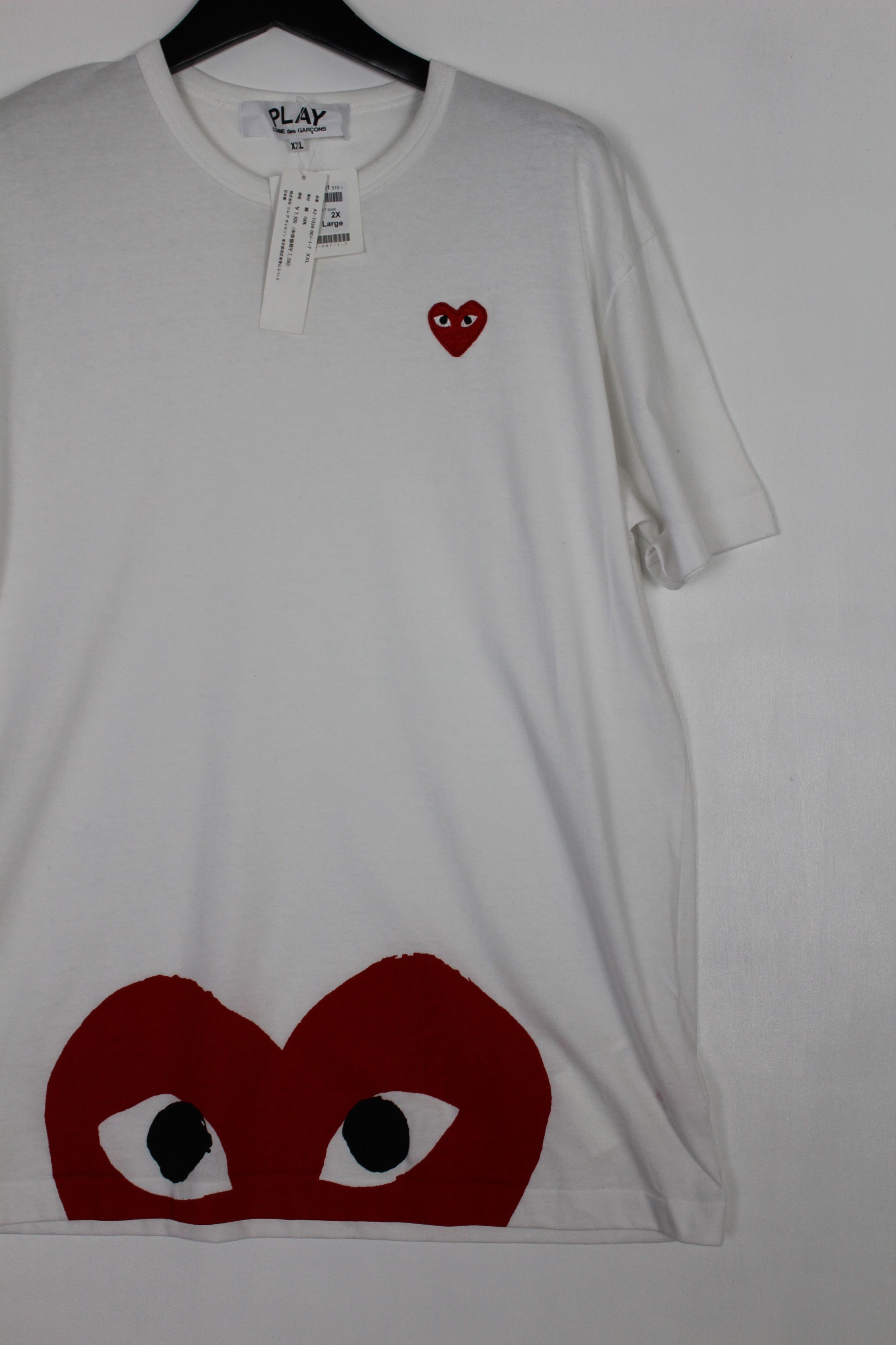 Comme des Garcons PLAY Comme des Garçons Play Peeping Heart Cotton T-Shirt White Size US XL / EU 56 / 4 - 3 Thumbnail