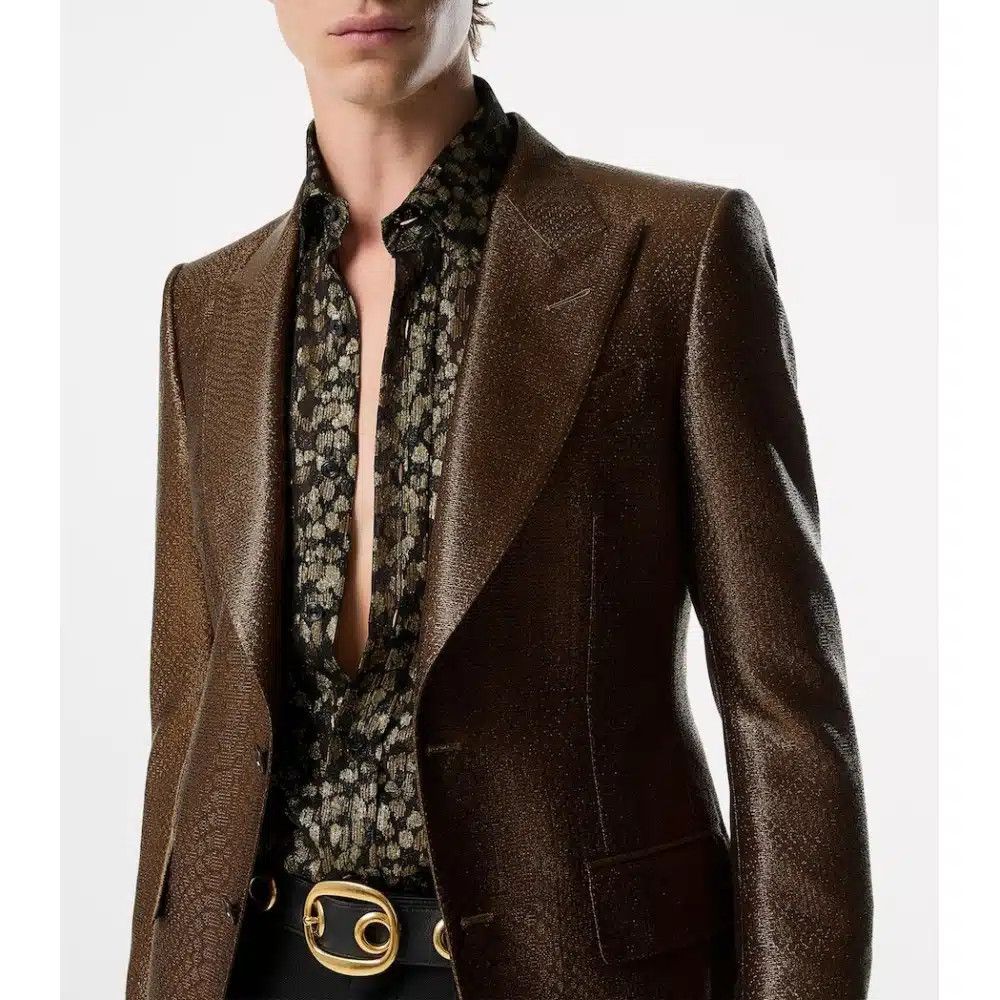 Tom Ford o1loc1c0825 HSBG01 Silk Lurex Evening Shirt in Multicolor Size US L / EU 52-54 / 3 - 2 Thumbnail