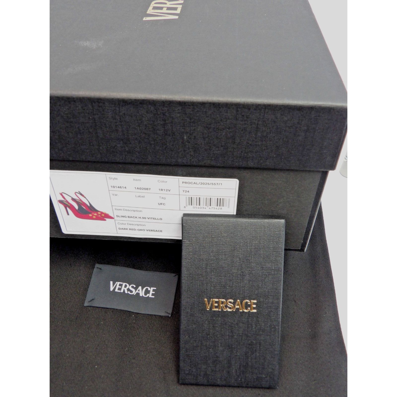 Versace VERSACE RED LEATHER GOLD MEDUSA LOGO STUDS SANDALS PUMPS 37 Size US 7 / IT 37 - 10 Thumbnail