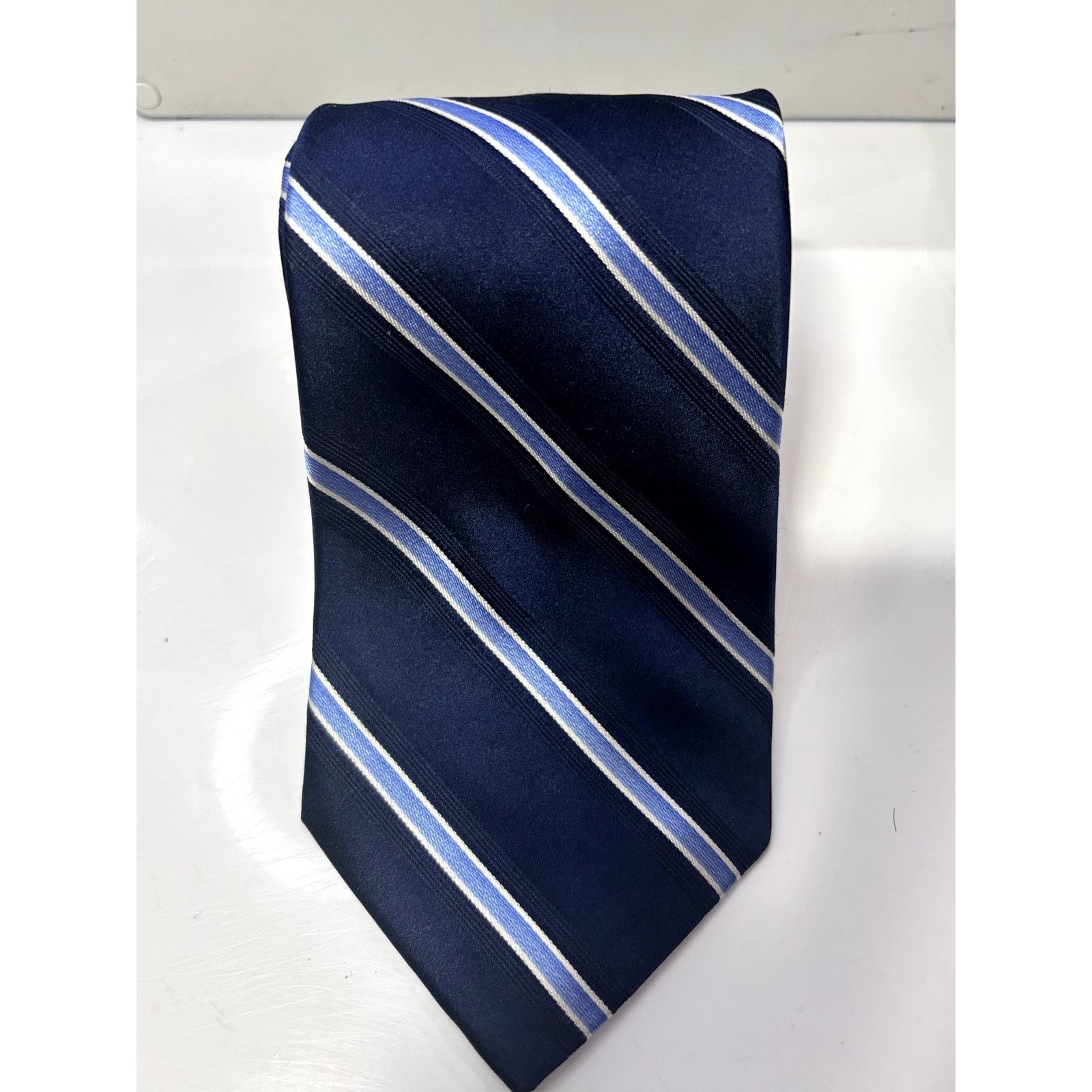 U.S. Polo Assn. U.S. POLO ASSN. Silk Navy White Light Blue Strip Neck Tie Size ONE SIZE - 2 Thumbnail