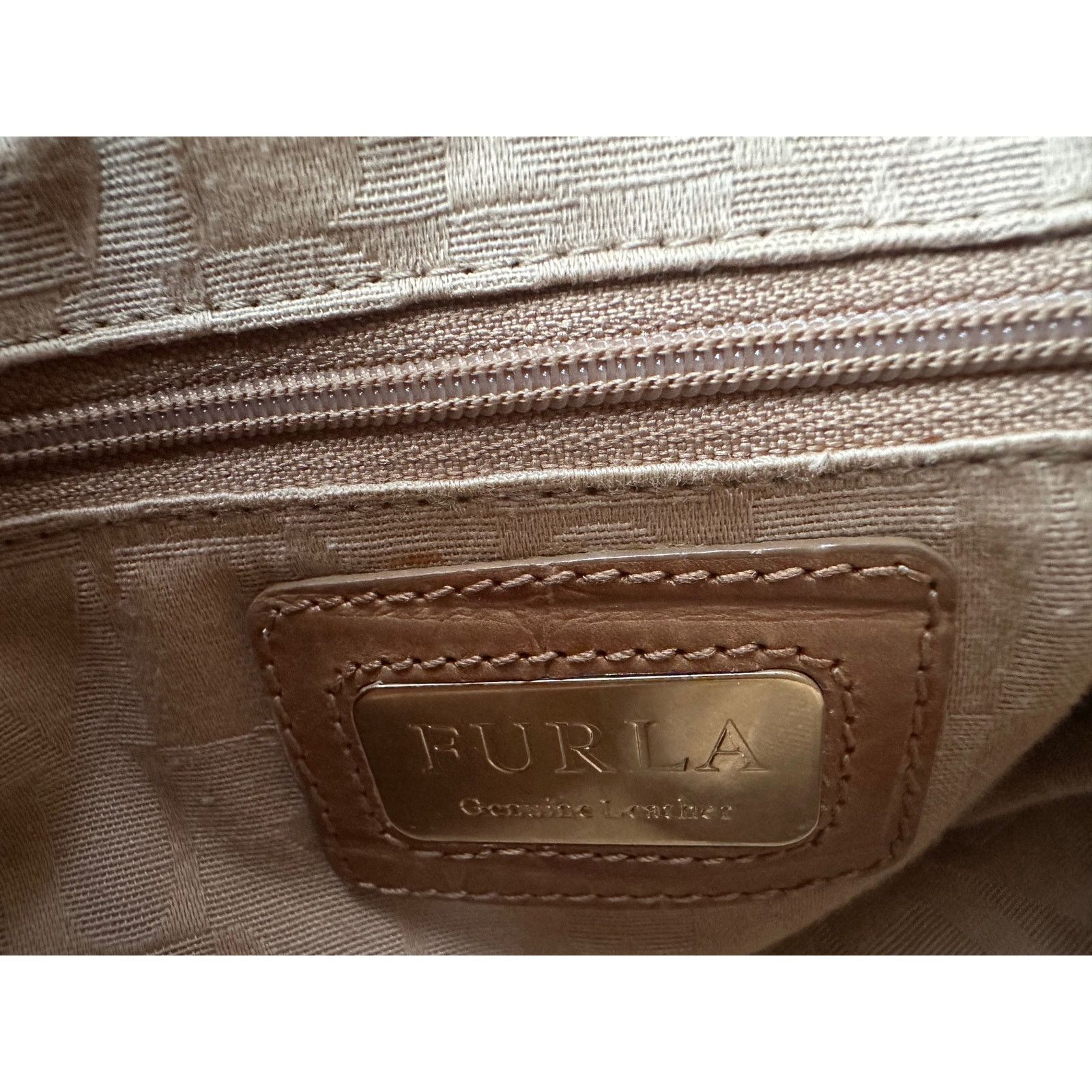 Furla FURLA Croc Embossed Camel Colored Leather Bag Size ONE SIZE - 7 Thumbnail