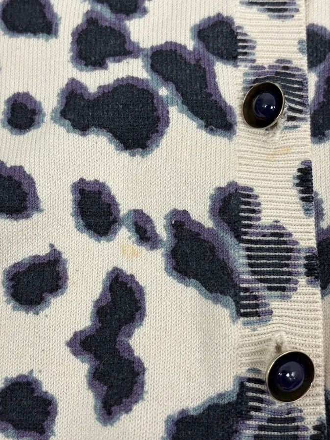 Roberto Cavalli 2000s Roberto Cavalli White & Navy Silk Leopard Cardigan Size S / US 4 / IT 40 - 10 Thumbnail