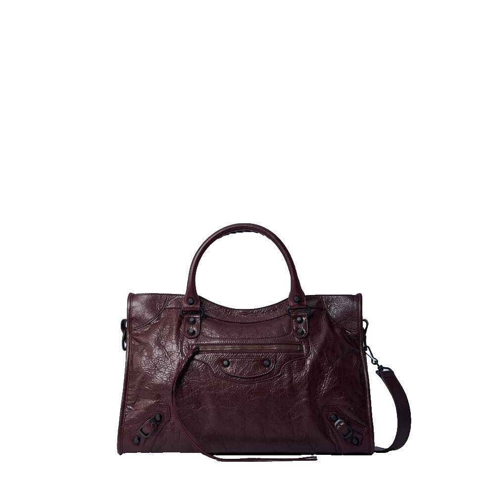 Balenciaga Le City Medium Burgundy Arena Storico Leather Han in Red, Men's